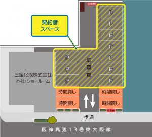 三宝化成(株)駐車場の図